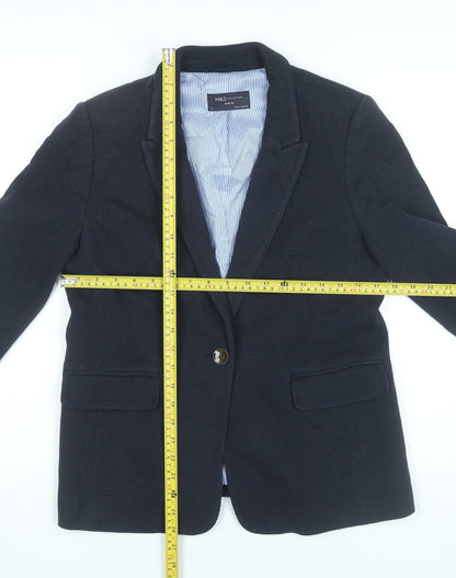 Marks and Spencer Women Black Size 12 Blazer Jacket Single Breasted