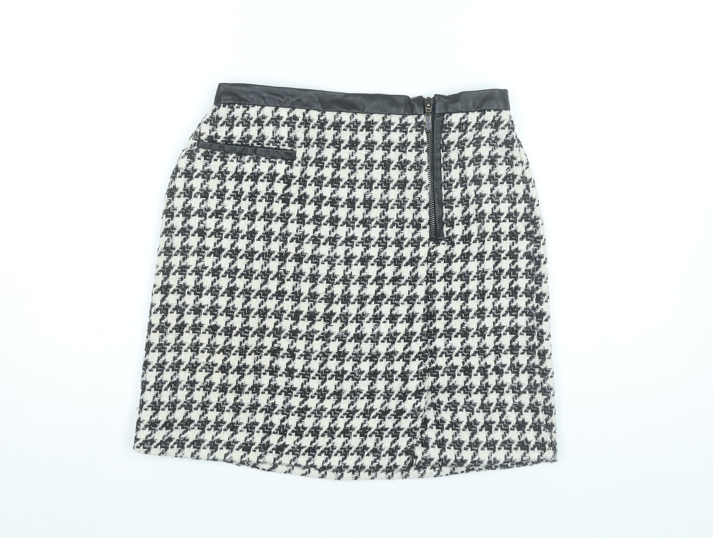 Tu Women’s Black White Tweed Check Pencil Skirt Size 8 Knee Length