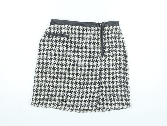Tu Women’s Black White Tweed Check Pencil Skirt Size 8 Knee Length