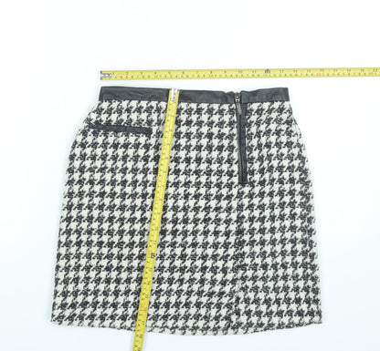 Tu Women’s Black White Tweed Check Pencil Skirt Size 8 Knee Length