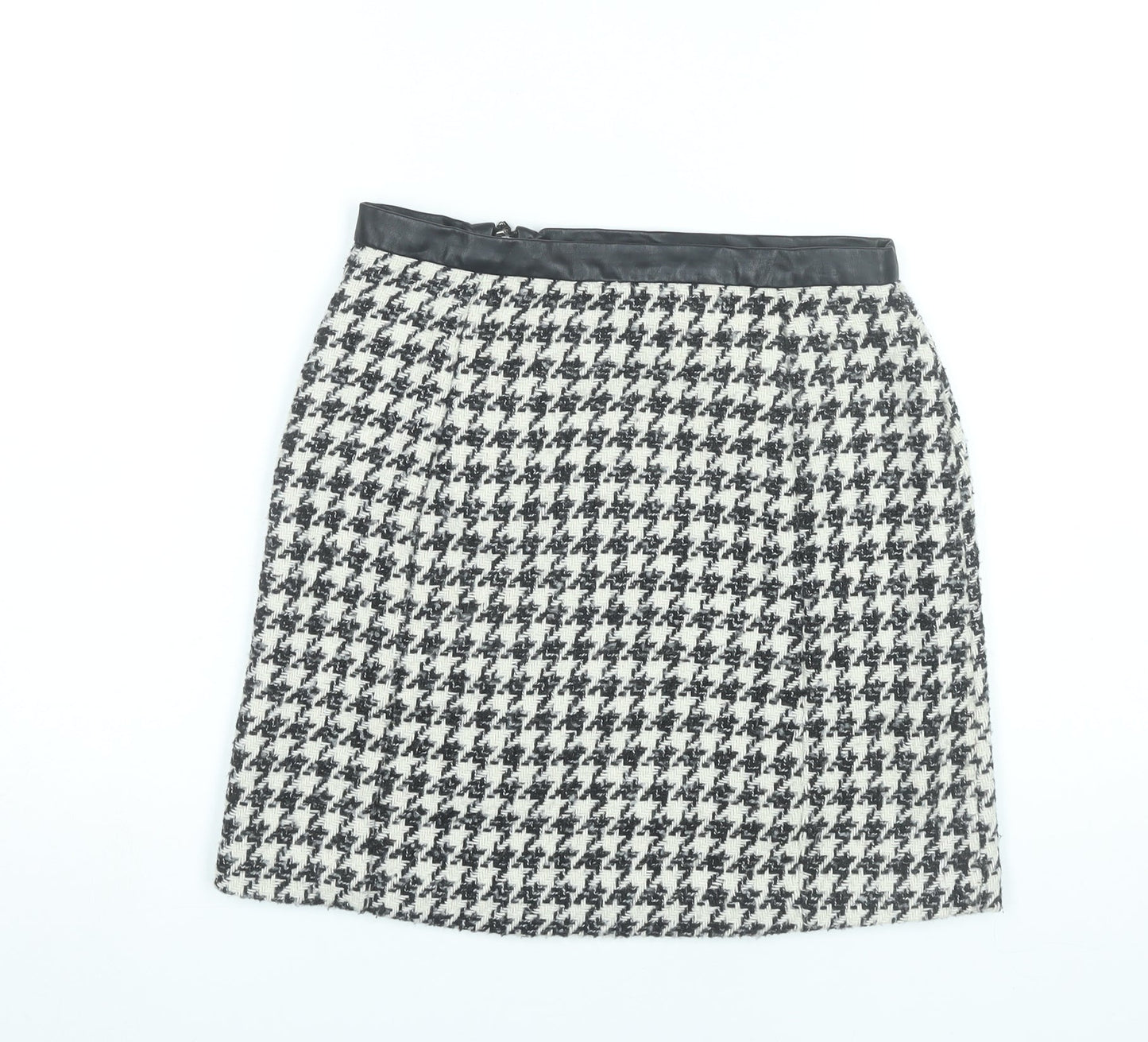 Tu Women’s Black White Tweed Check Pencil Skirt Size 8 Knee Length