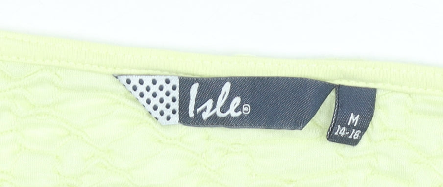 Isle Women’s Yellow Short Sleeve Crochet Accent T-Shirt Size 14