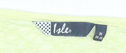 Isle Women’s Yellow Short Sleeve Crochet Accent T-Shirt Size 14