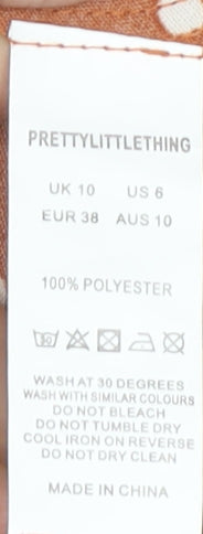 PrettyLittleThing Women Brown Polka Dot Wrap Dress Size 10