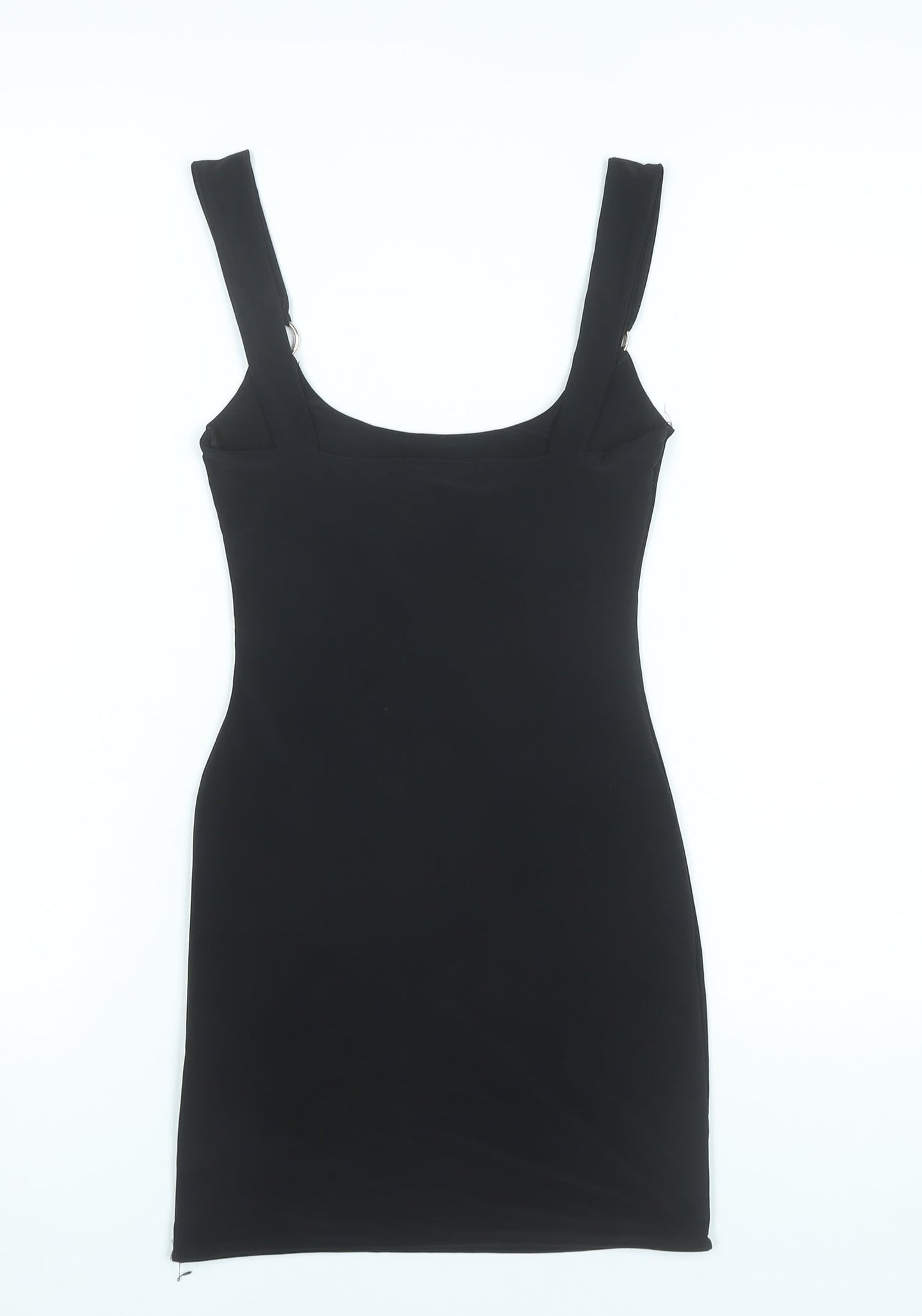 PrettyLittleThing Women Black Bodycon Mini Dress UK 8 Scoop Neck