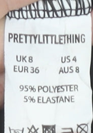 PrettyLittleThing Women Black Bodycon Mini Dress UK 8 Scoop Neck