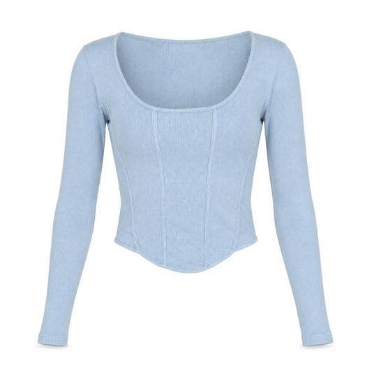 Womens UK Size S H&M Blue Cropped Blouse