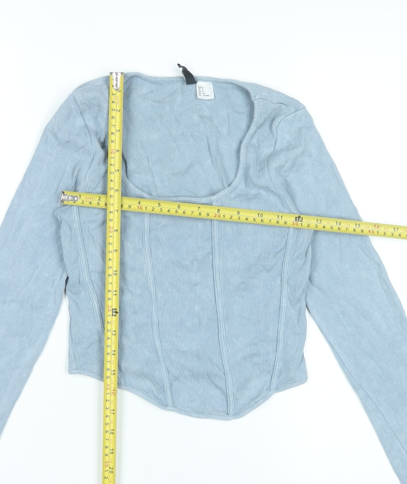 Womens UK Size S H&M Blue Cropped Blouse