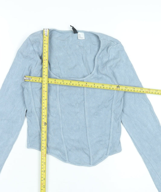 Womens UK Size S H&M Blue Cropped Blouse
