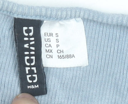 Womens UK Size S H&M Blue Cropped Blouse