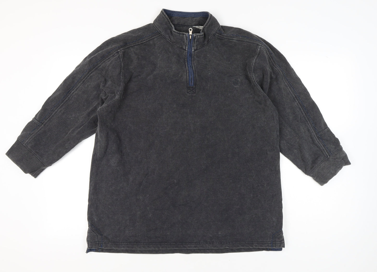 M&Co Men’s Grey 1/4 Zip Pullover Sweatshirt Size L Cotton
