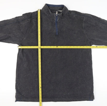 M&Co Men’s Grey 1/4 Zip Pullover Sweatshirt Size L Cotton