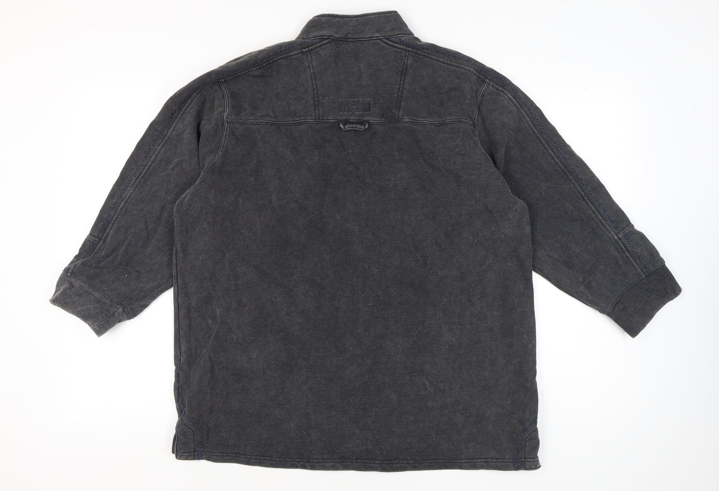 M&Co Men’s Grey 1/4 Zip Pullover Sweatshirt Size L Cotton