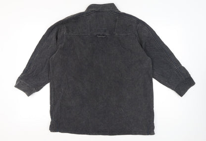 M&Co Men’s Grey 1/4 Zip Pullover Sweatshirt Size L Cotton