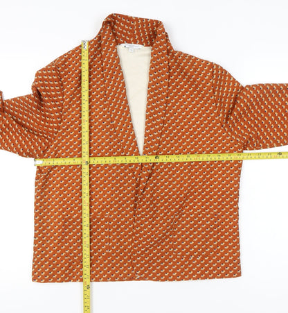 New Look Women’s Orange Geometric Jacket Size 14 Polyester