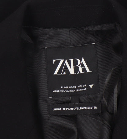Zara Women Black Size 8 Long Double-Breasted Blazer Jacket