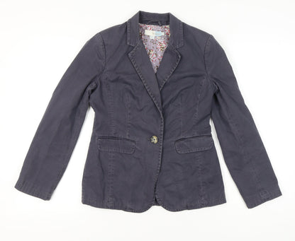 Boden Women's Blue Cotton Blazer Jacket Size 8 UK Smart Casual
