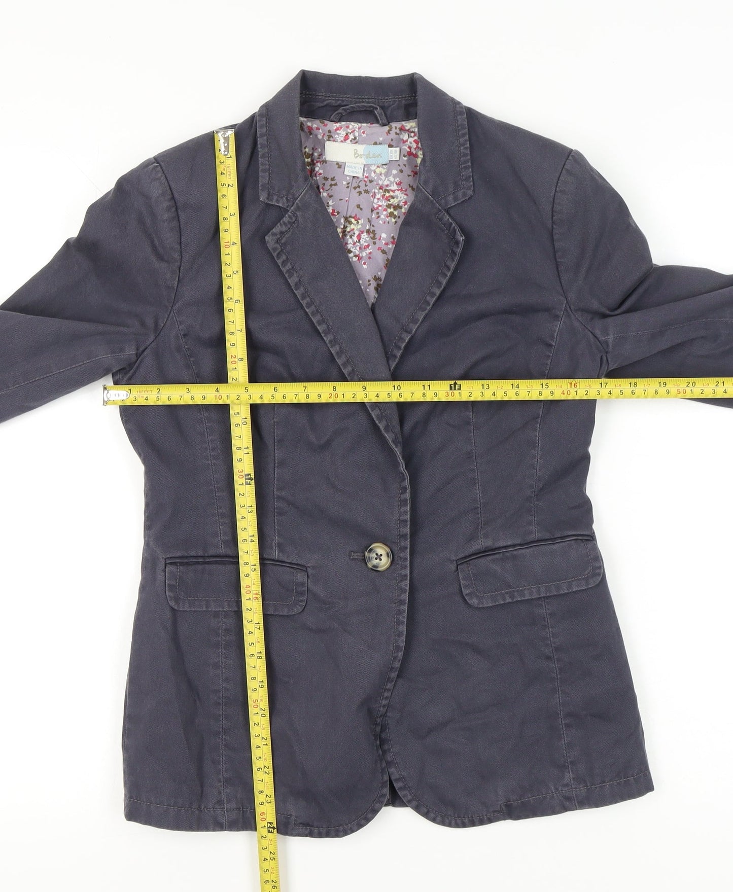 Boden Women's Blue Cotton Blazer Jacket Size 8 UK Smart Casual