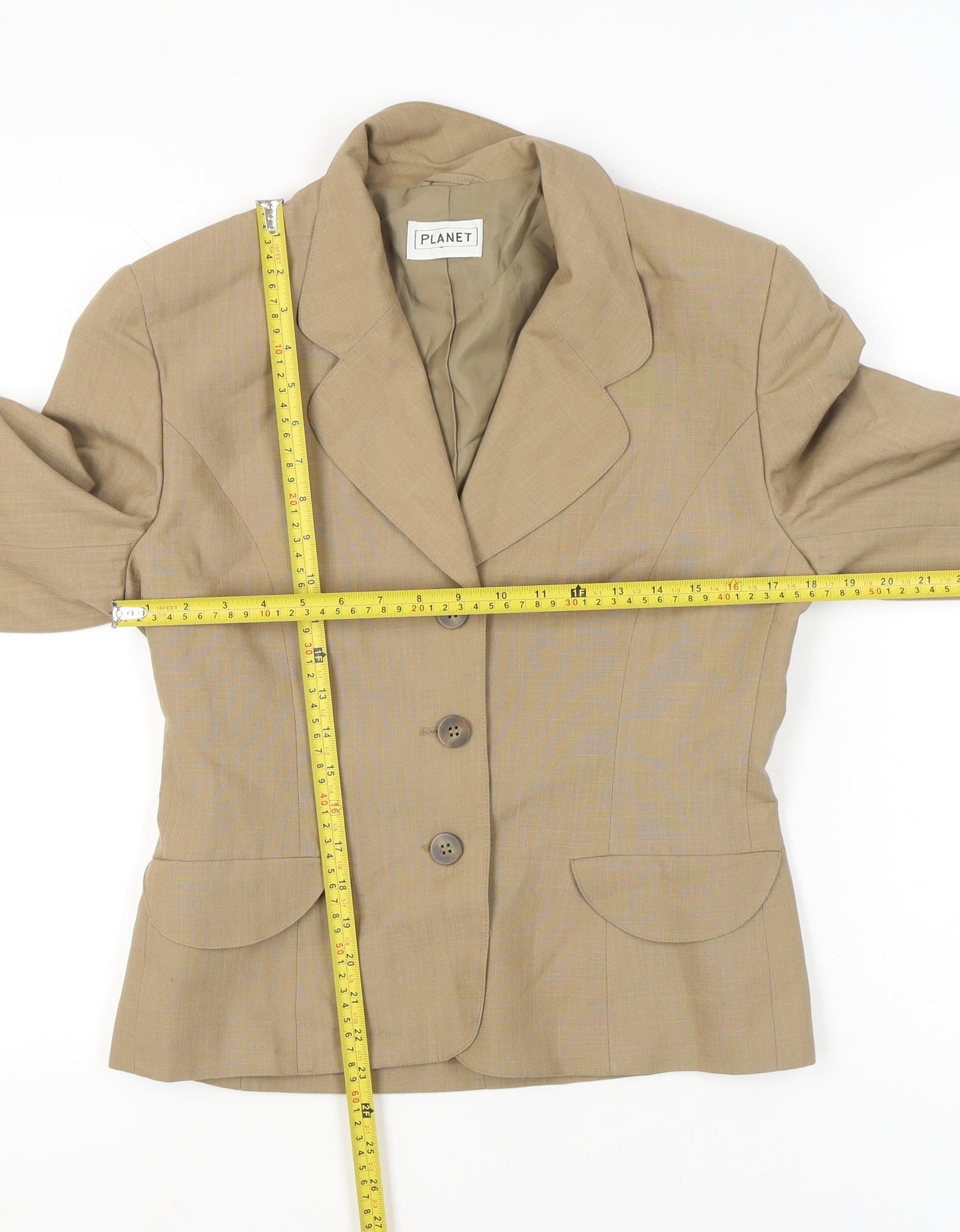 Womens UK Size 10 Planet Regular Beige Suit Jacket