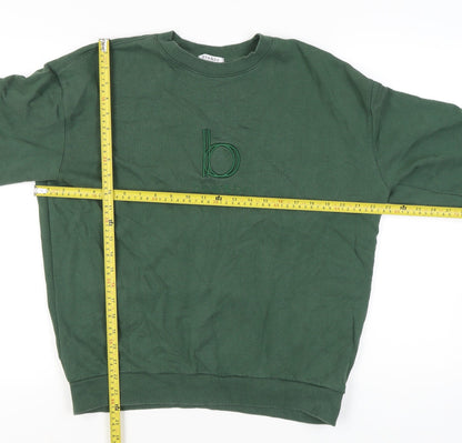 Bow&Bo Womens Green Cotton Pullover Sweatshirt M Logo Casual