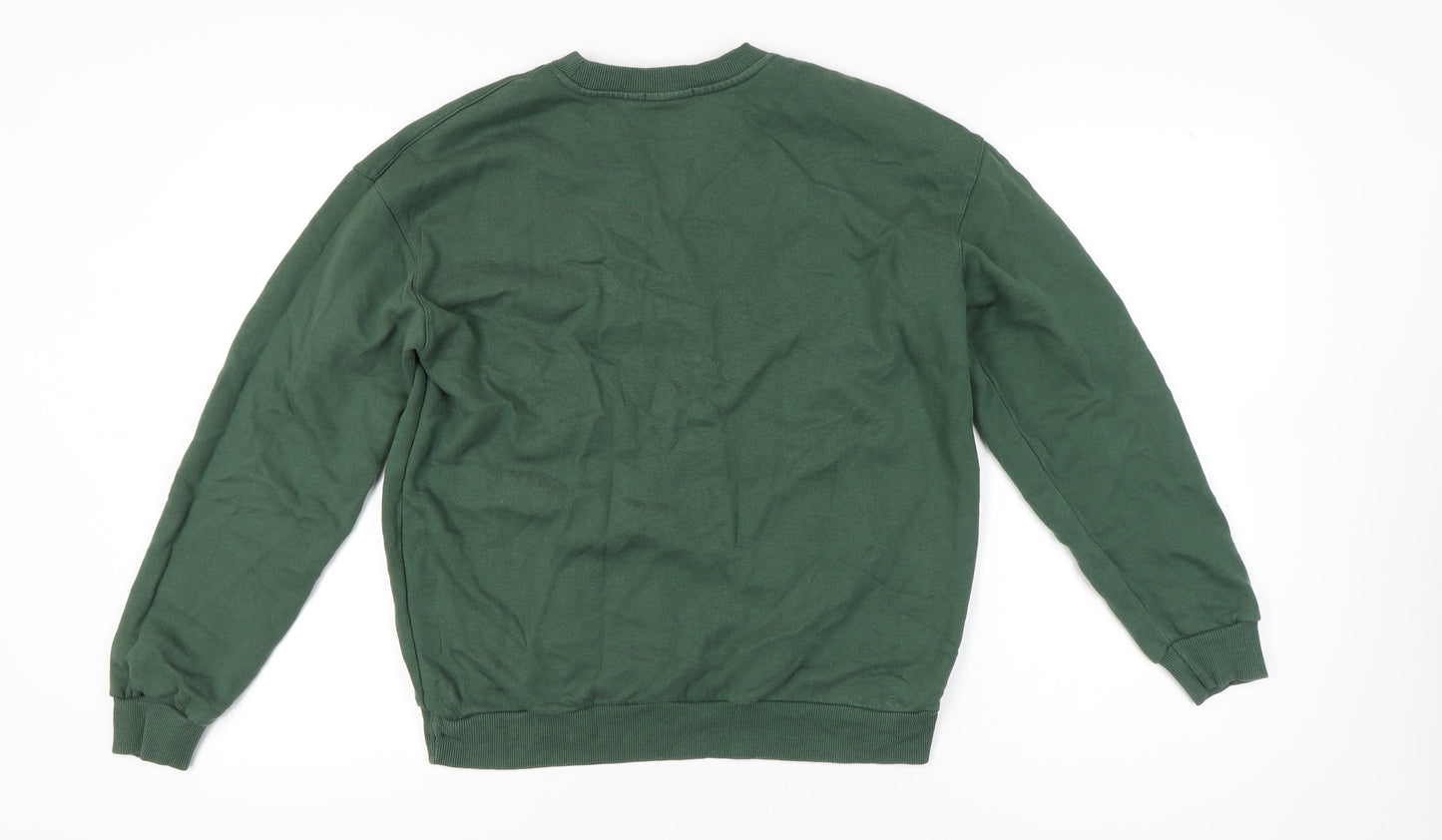 Bow&Bo Womens Green Cotton Pullover Sweatshirt M Logo Casual