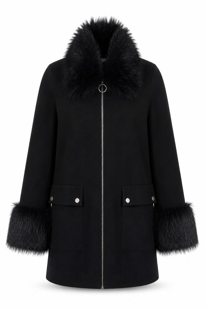 Womens UK Size 10 Miss Selfridge Black Overcoat