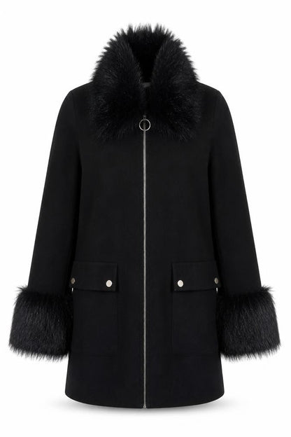 Womens UK Size 10 Miss Selfridge Black Overcoat