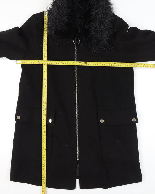 Womens UK Size 10 Miss Selfridge Black Overcoat