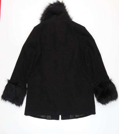Womens UK Size 10 Miss Selfridge Black Overcoat