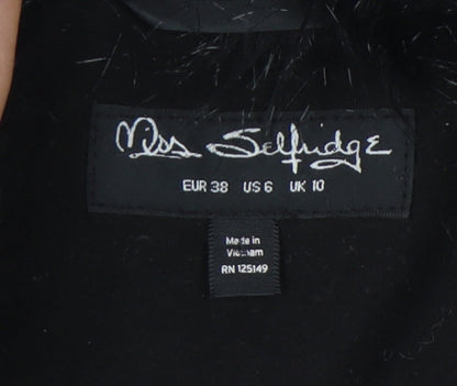 Womens UK Size 10 Miss Selfridge Black Overcoat
