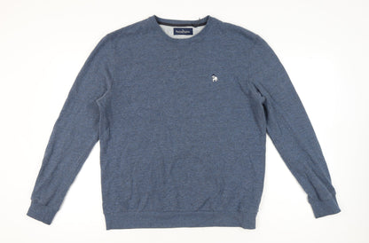 Spitalfields Men’s Blue Cotton Pullover Sweatshirt L Crew Neck
