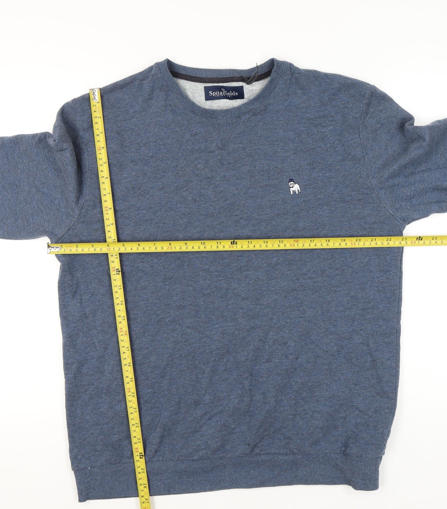 Spitalfields Men’s Blue Cotton Pullover Sweatshirt L Crew Neck