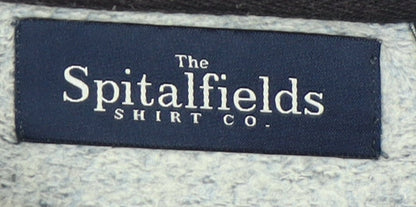 Spitalfields Men’s Blue Cotton Pullover Sweatshirt L Crew Neck