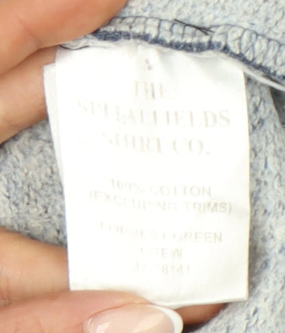Spitalfields Men’s Blue Cotton Pullover Sweatshirt L Crew Neck