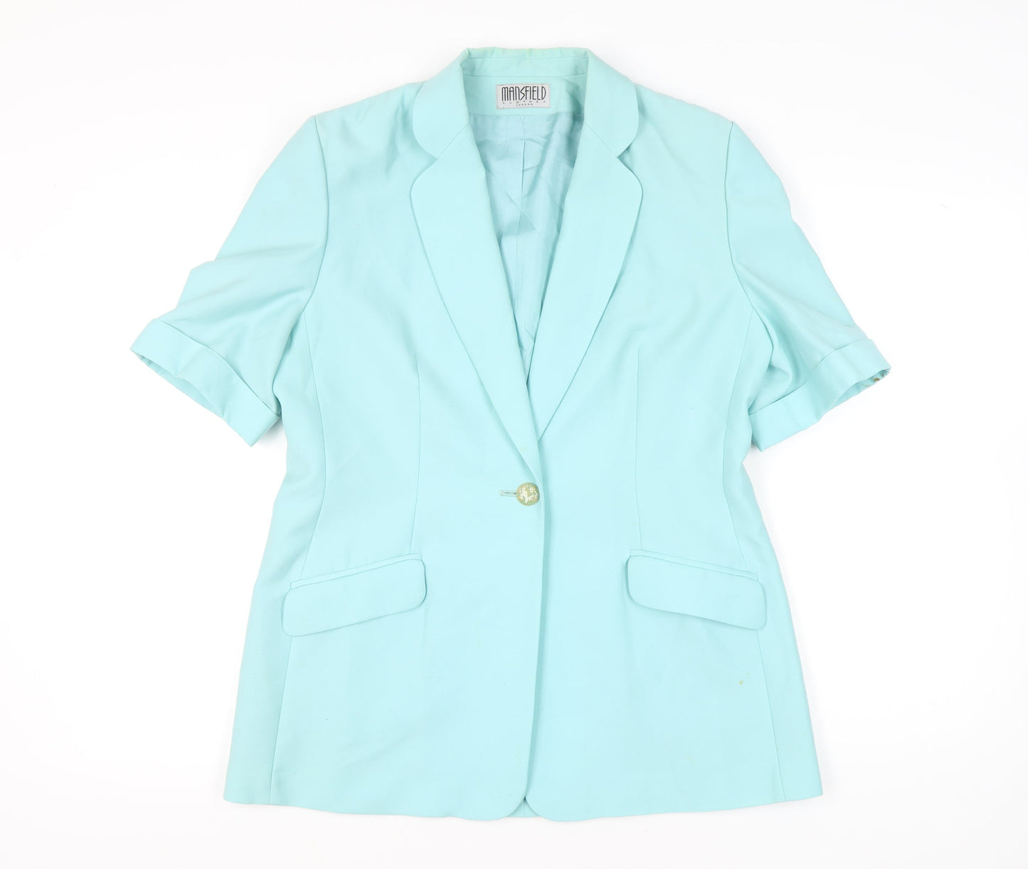 Mansfield Womens Blue Size 14 Wool Single-Breasted Blazer
