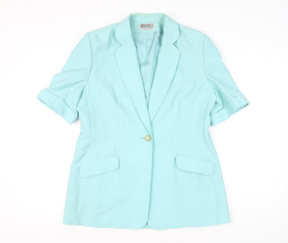 Mansfield Womens Blue Size 14 Wool Single-Breasted Blazer