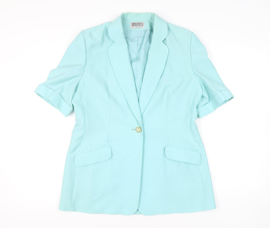 Mansfield Womens Blue Size 14 Wool Single-Breasted Blazer
