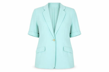 Mansfield Womens Blue Size 14 Wool Single-Breasted Blazer
