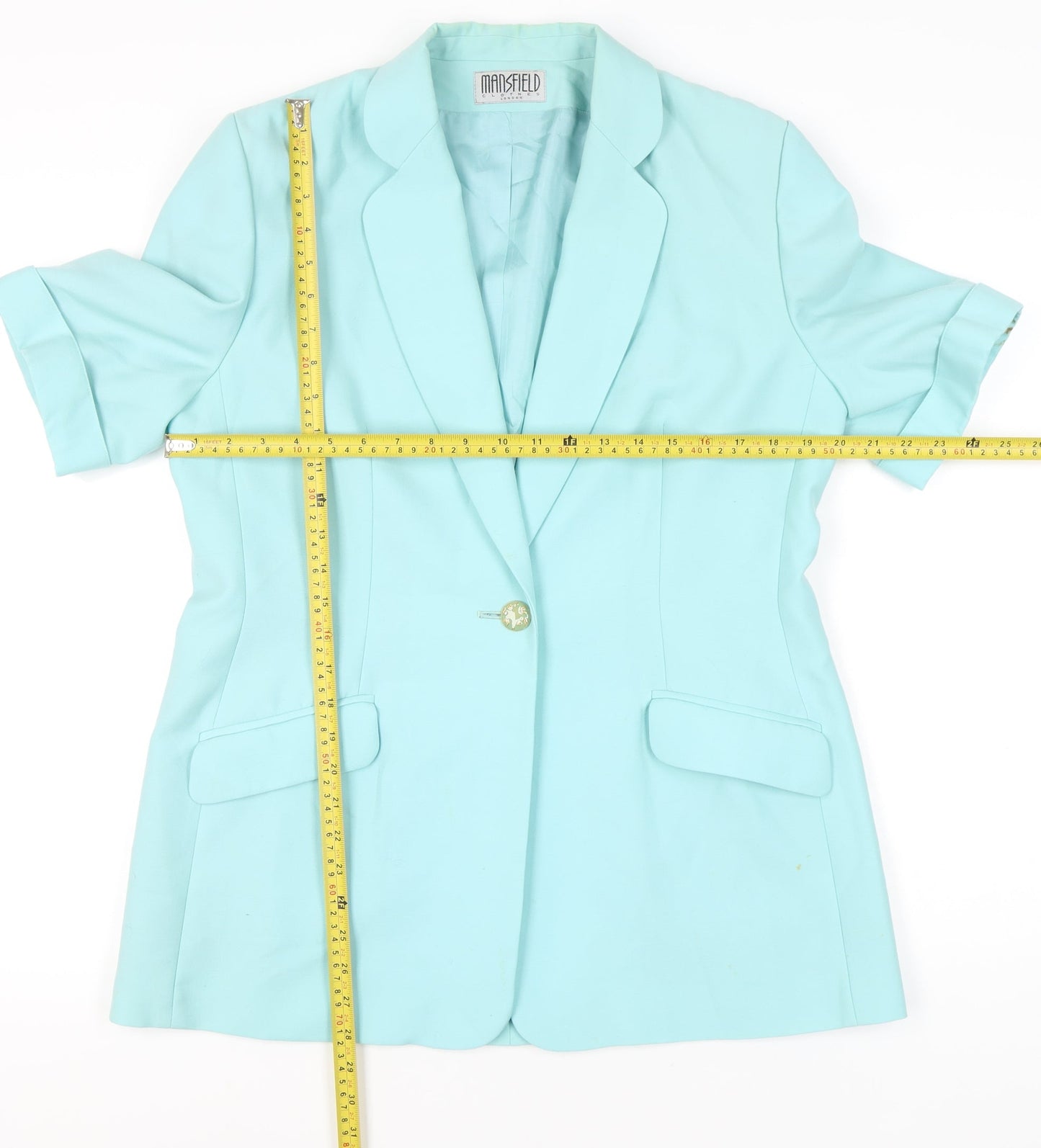 Mansfield Womens Blue Size 14 Wool Single-Breasted Blazer