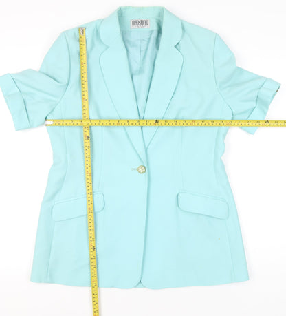 Mansfield Womens Blue Size 14 Wool Single-Breasted Blazer