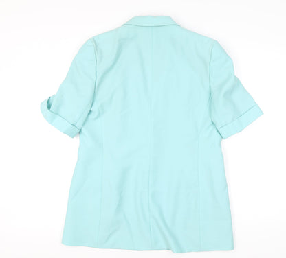 Mansfield Womens Blue Size 14 Wool Single-Breasted Blazer
