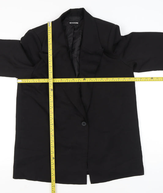 PrettyLittleThing Womens Black Blazer UK 10 Notch Lapel Single-Breasted