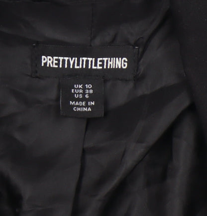 PrettyLittleThing Womens Black Blazer UK 10 Notch Lapel Single-Breasted