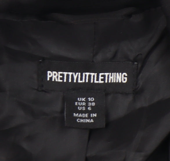 PrettyLittleThing Womens Black Blazer UK 10 Notch Lapel Single-Breasted