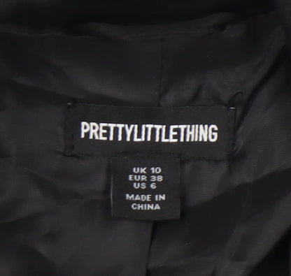 PrettyLittleThing Womens Black Blazer UK 10 Notch Lapel Single-Breasted