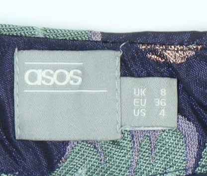 ASOS Women’s Multicoloured Floral A-Line Midi Skirt Size 8