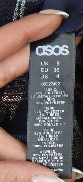 ASOS Women’s Multicoloured Floral A-Line Midi Skirt Size 8