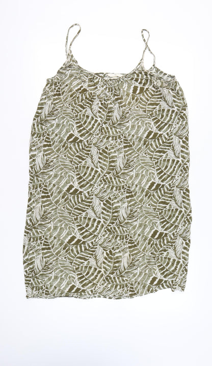 H&M Women’s Green Leaf Print Slip Dress Size 12 Summer Casual