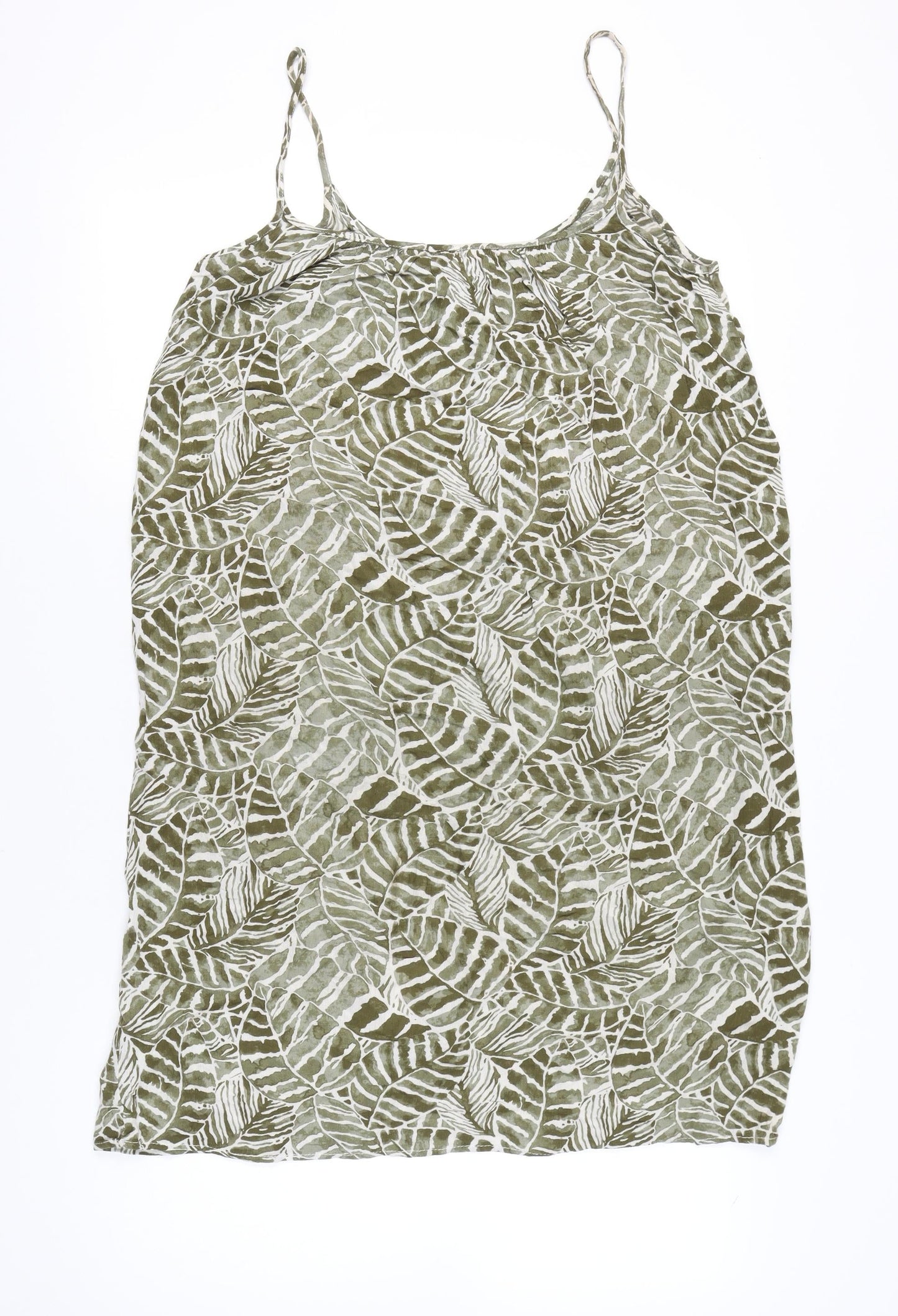 H&M Women’s Green Leaf Print Slip Dress Size 12 Summer Casual