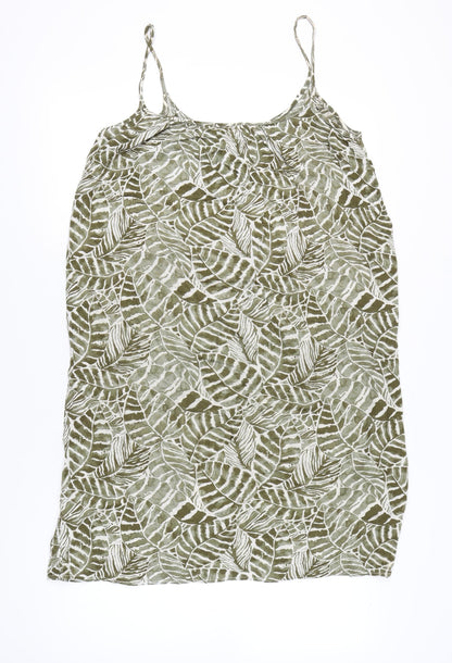 H&M Women’s Green Leaf Print Slip Dress Size 12 Summer Casual
